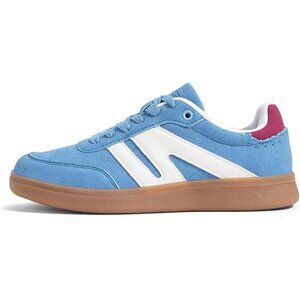 Women's Blue White Classic Retro Gum Sole Fashion Fabric Sneakers Shoes